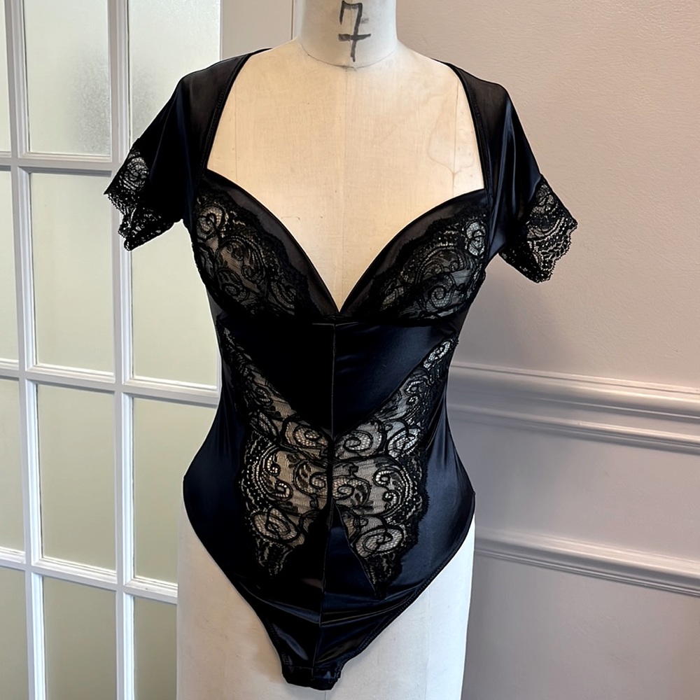 Gianni Versace Intimo Satin and Lace bodysuit
